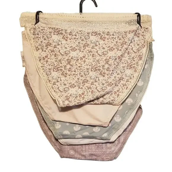 NEW Lucky Brand 5 pk multi color/pattern lace waisted bikinis L‎ - Picture 2 of 8